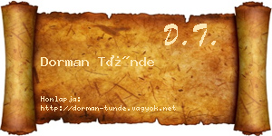 Dorman Tünde névjegykártya